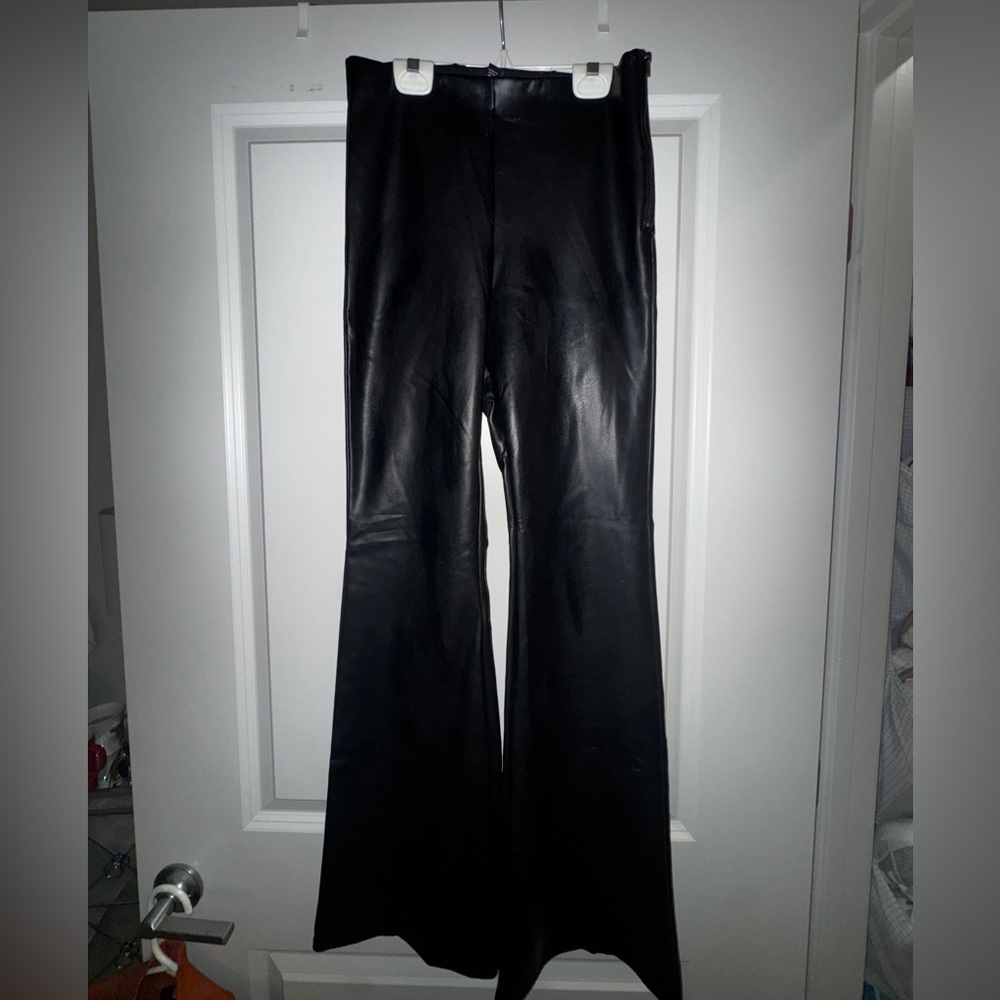 Forever 21 Black Flared Leather Pants